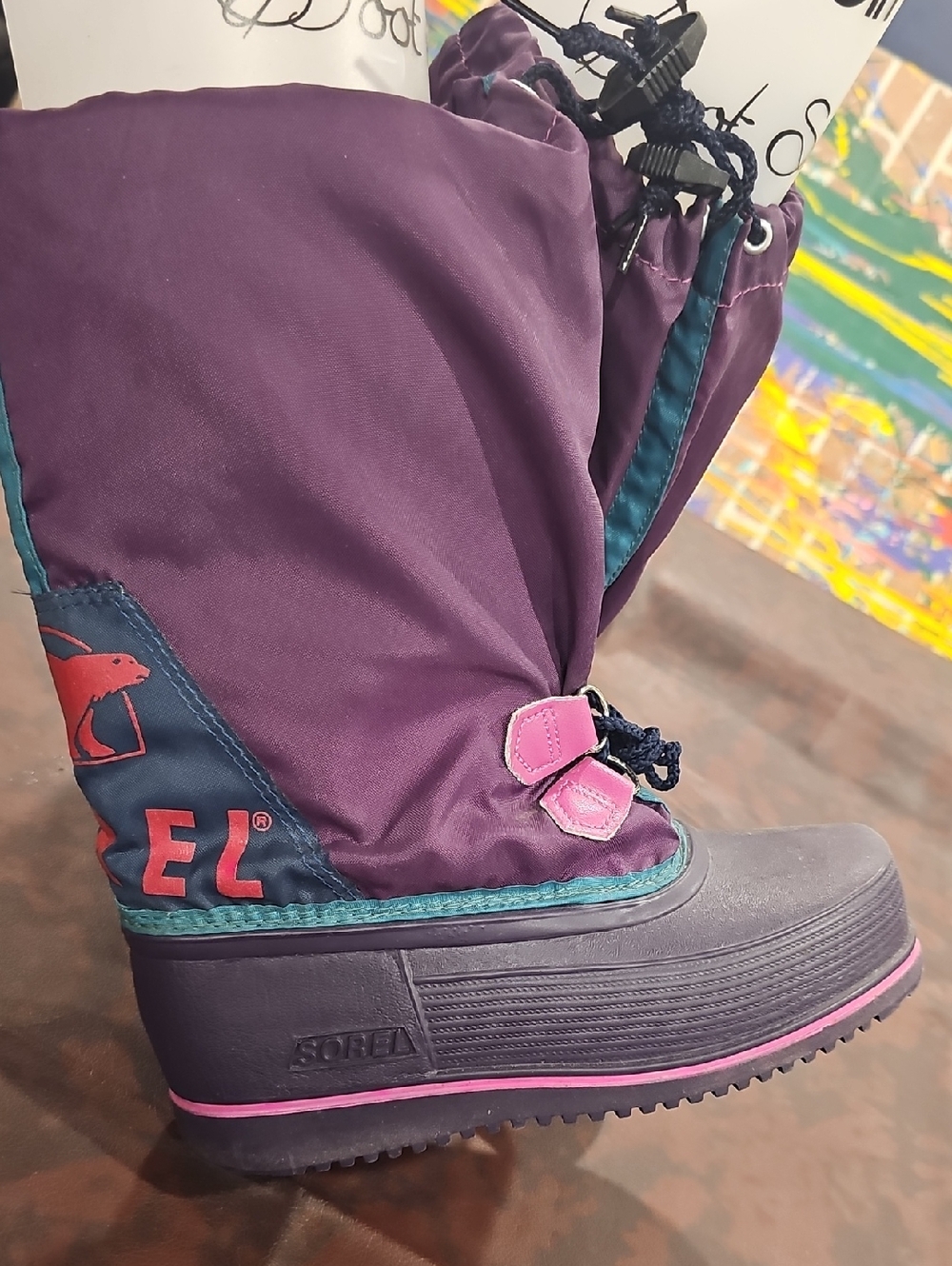 P Purple And Blue Boots New Old Stock No Tags Sz 6 Sorel - Picture 3 of 9